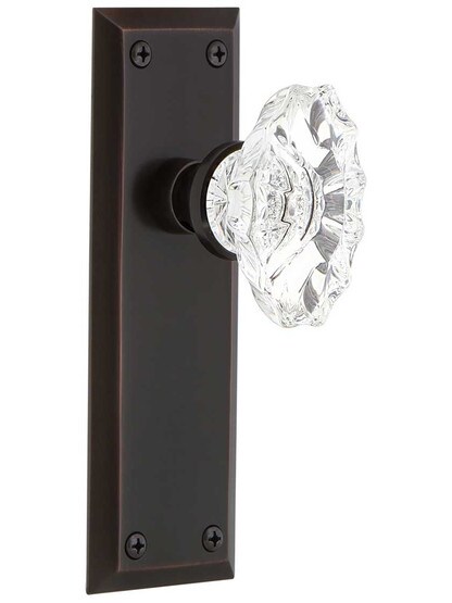 New York Door Set with Chateau Crystal Glass Knobs in Timeless Bronze.